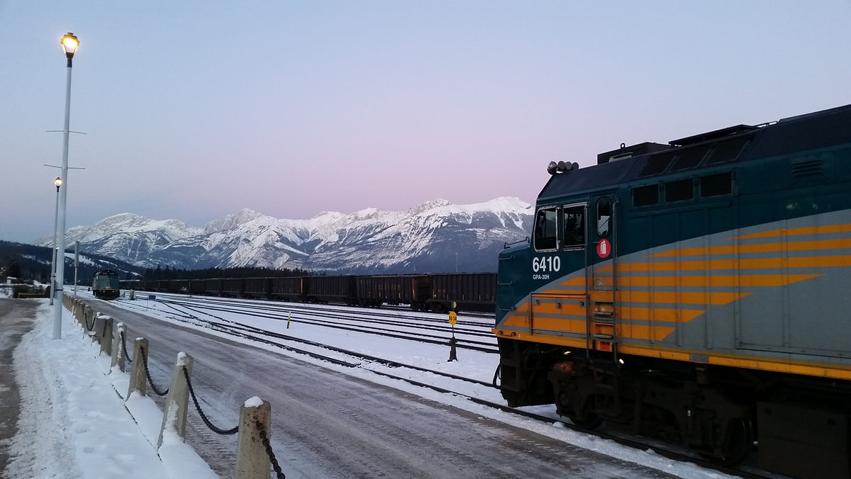Train with mountains