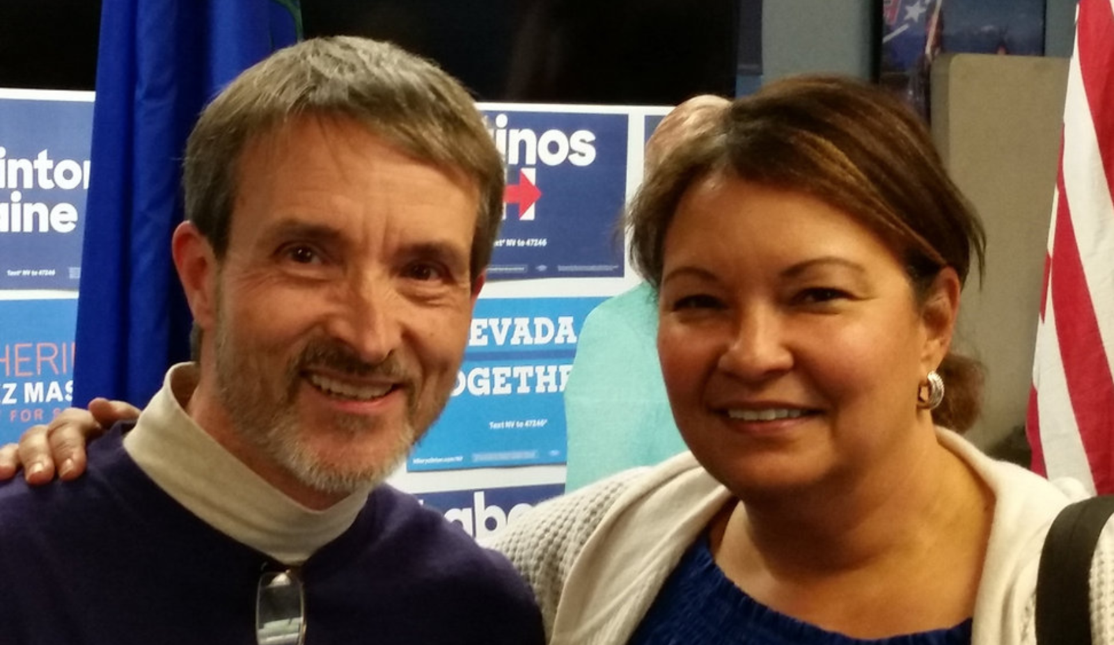 man and woman smiling